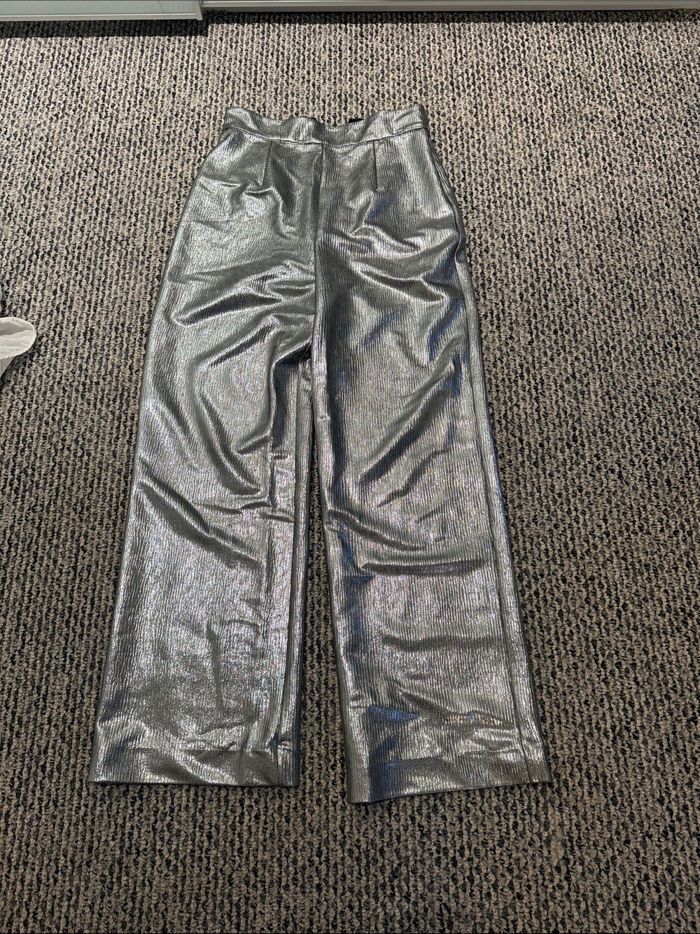 Anthropology Metallic Silver Straight-Leg Pants size Small